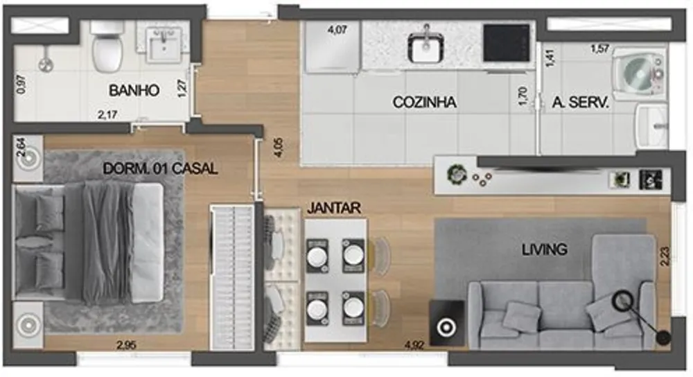 Apartamento, 2 quartos, 33 m² - Foto 1
