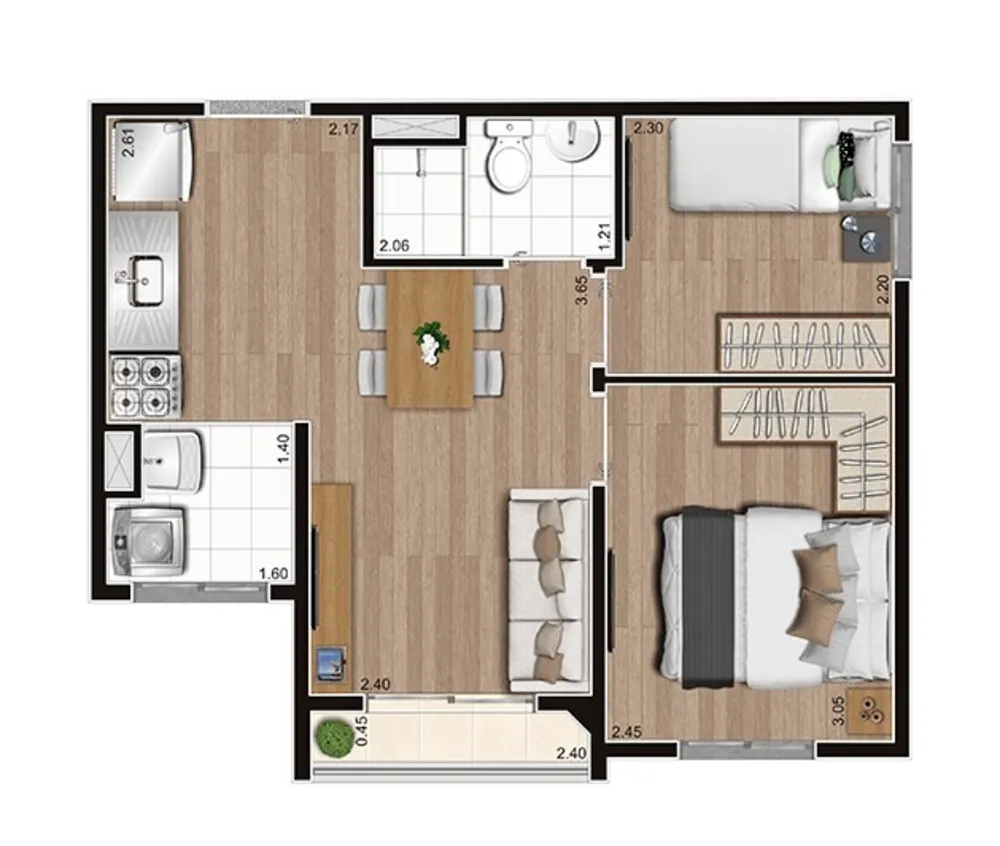 Apartamento, 2 quartos, 37 m² - Foto 6