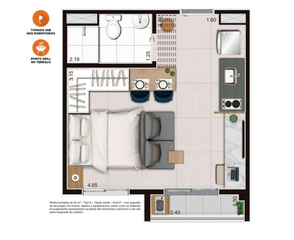 Apartamento, 2 quartos, 39 m² - Foto 2