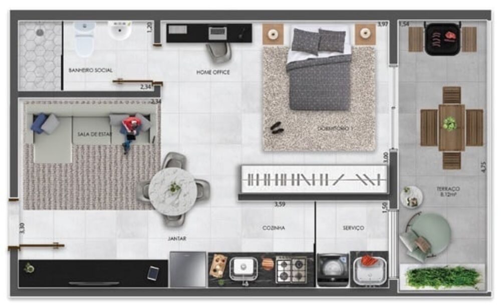 Apartamento, 1 quarto, 41 m² - Foto 8