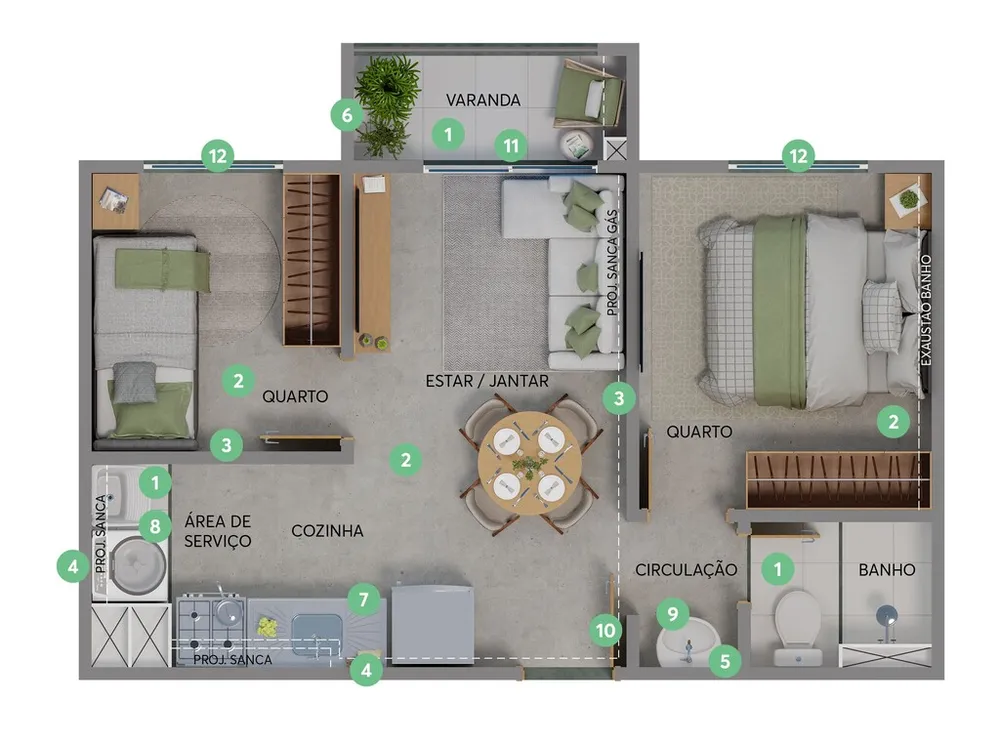 Apartamento, 2 quartos, 35 m² - Foto 2