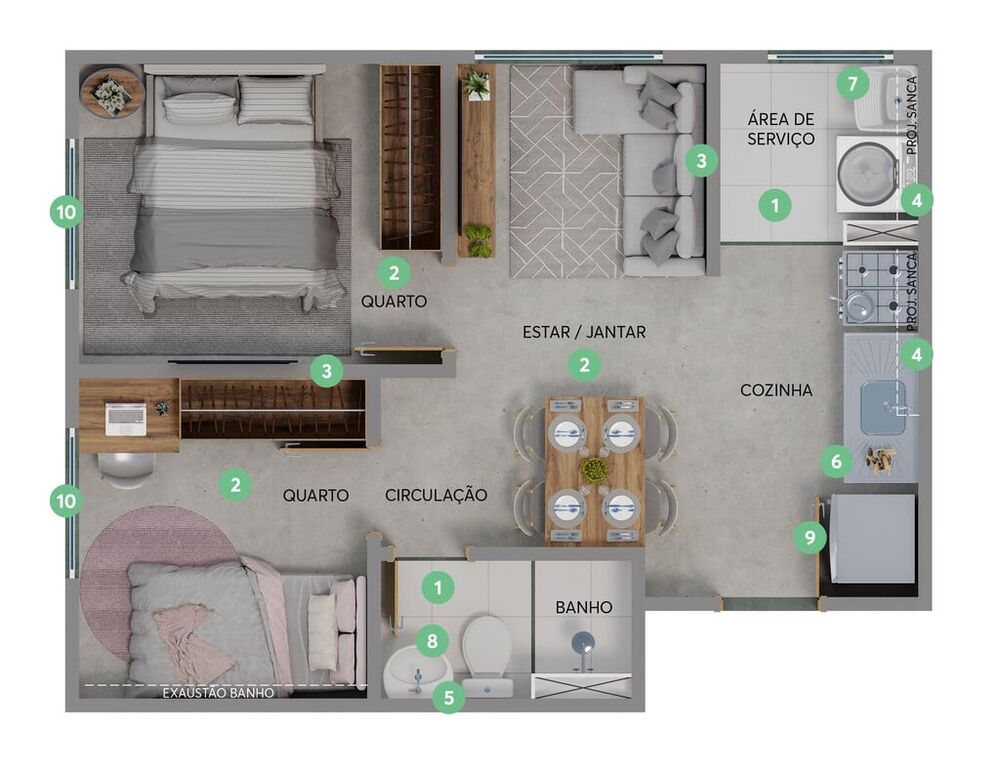 Apartamento, 2 quartos, 35 m² - Foto 6