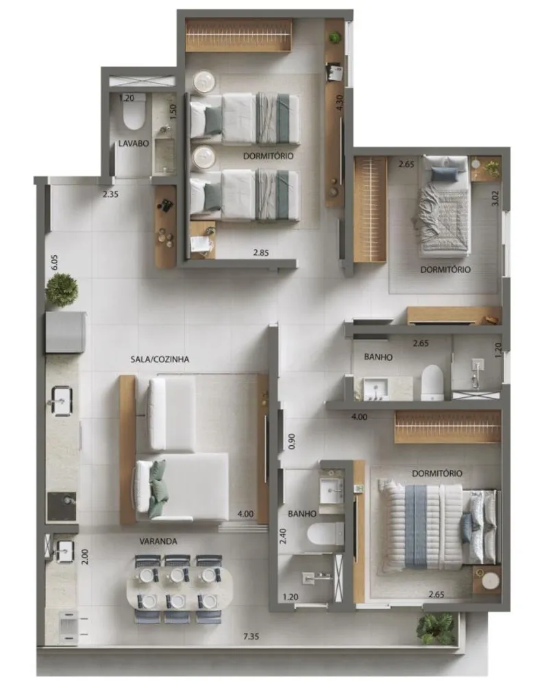 Apartamento, 2 quartos, 75 m² - Foto 3