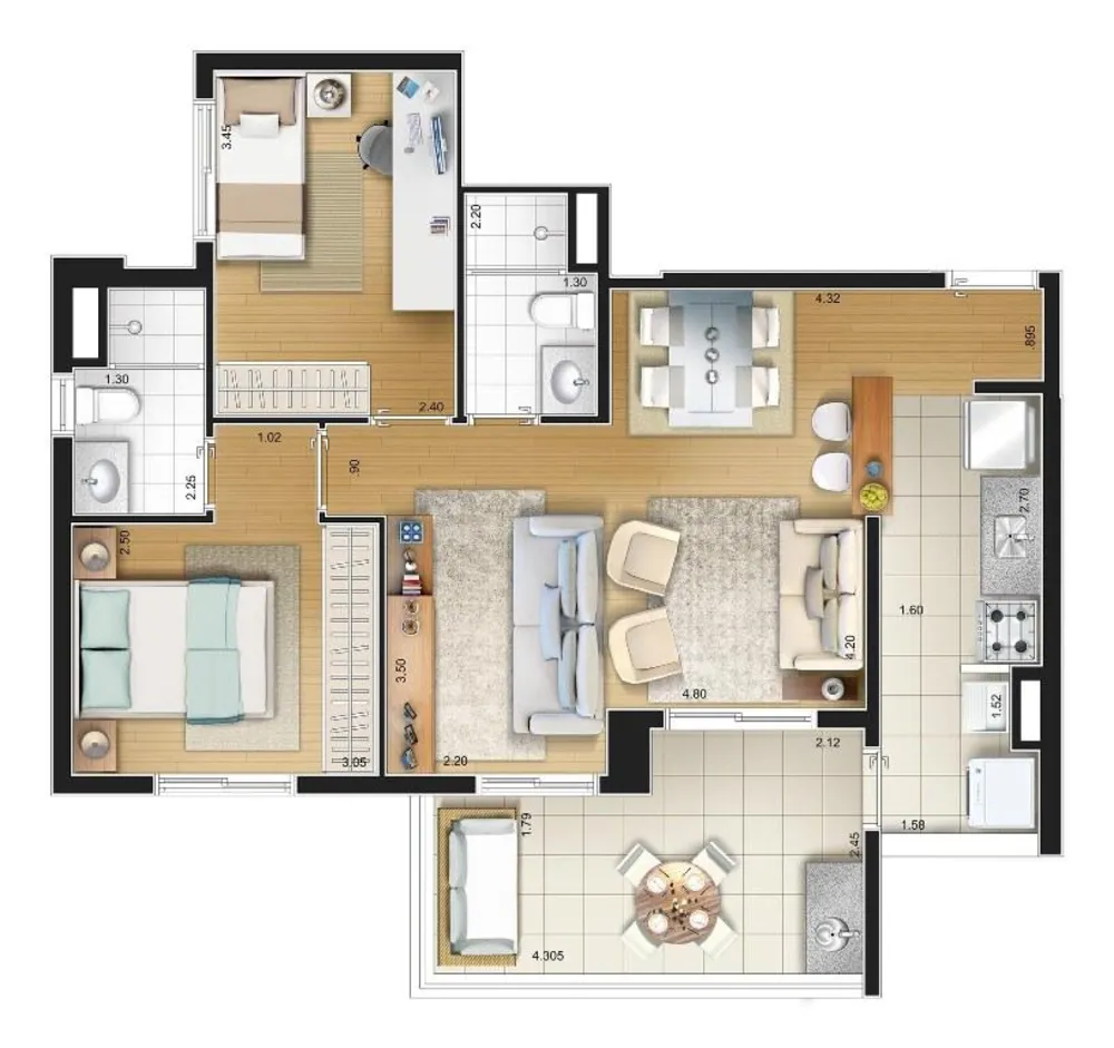 Apartamento, 2 quartos, 57 m² - Foto 4