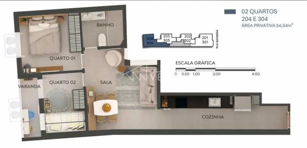 Apartamento, 2 quartos, 54 m² - Foto 2