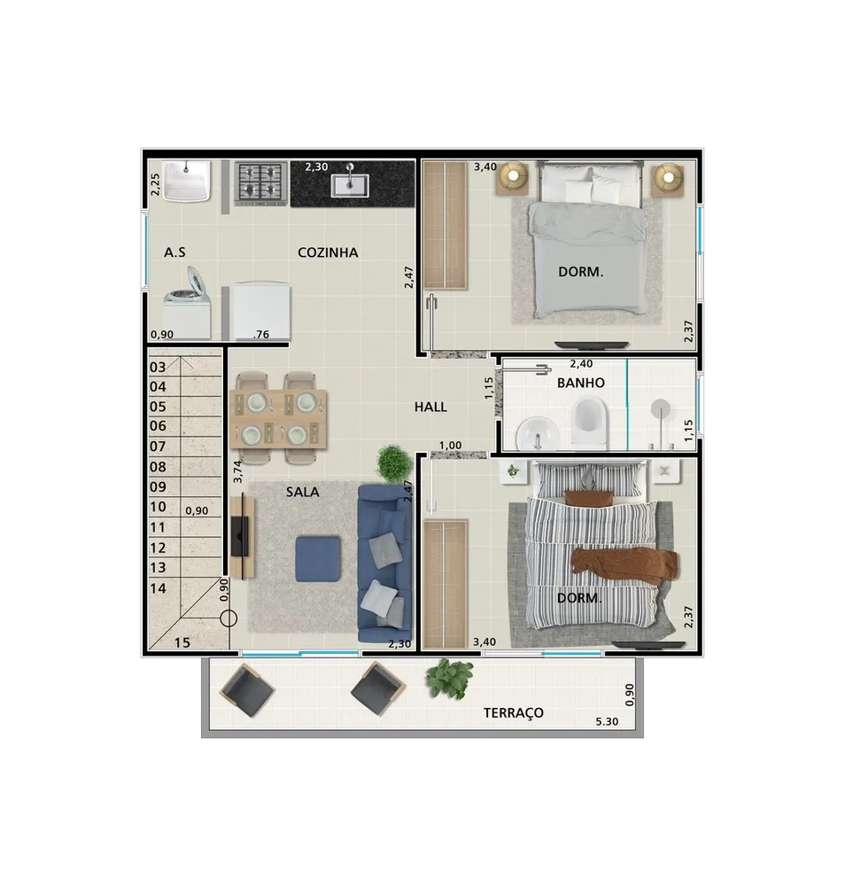 Casa, 2 quartos, 44 m² - Foto 9