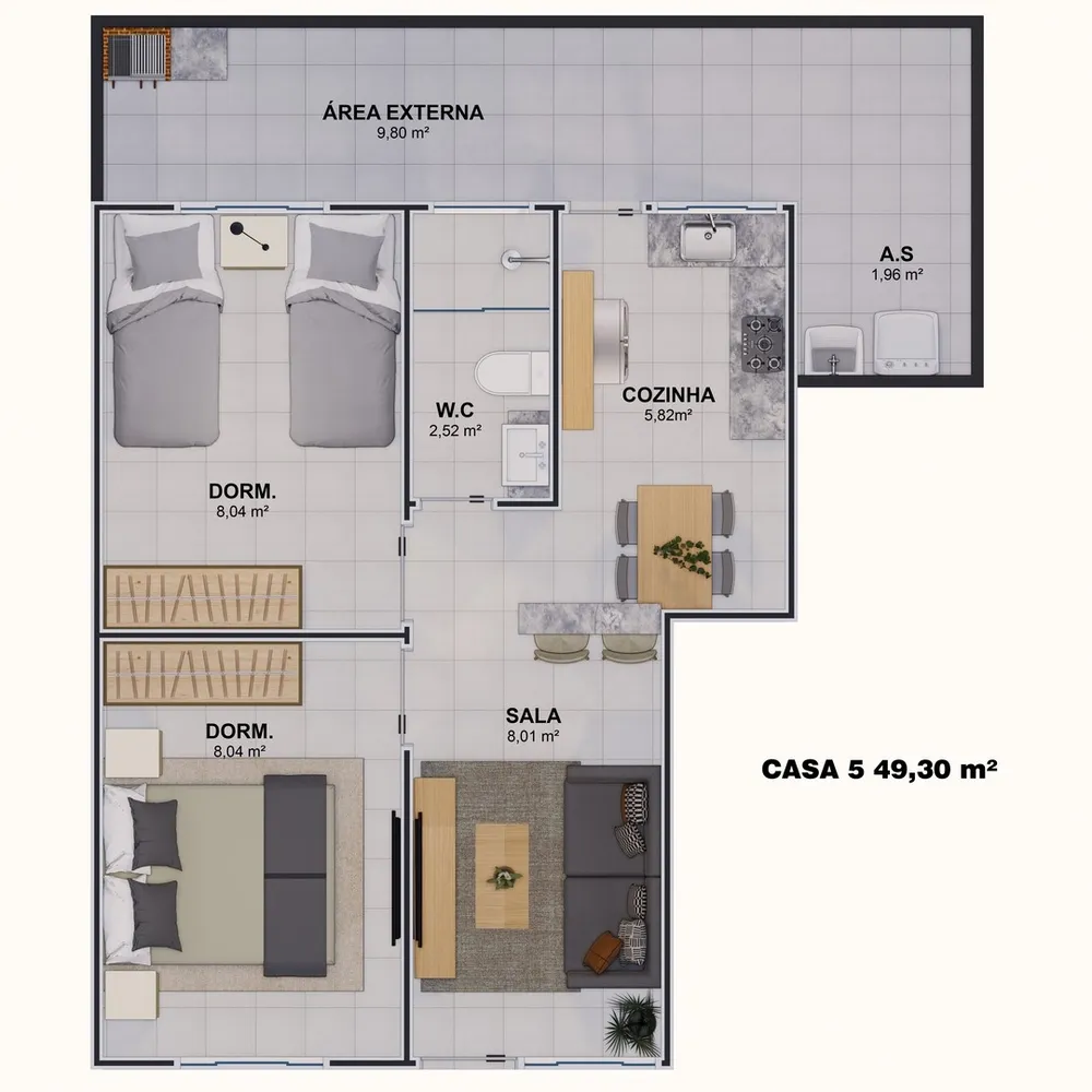 Casa de Condomínio, 2 quartos - Foto 3