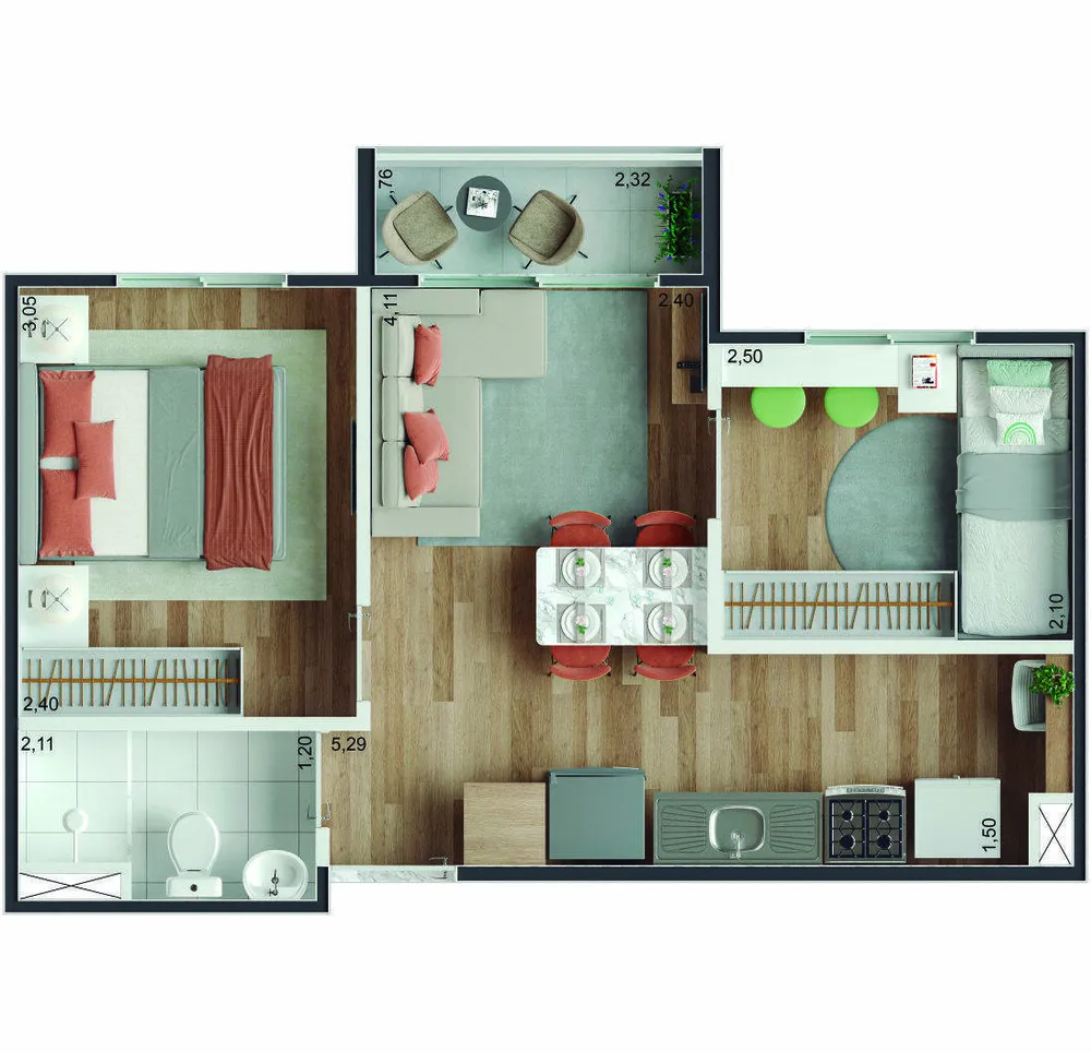 Apartamento, 2 quartos, 35 m² - Foto 3