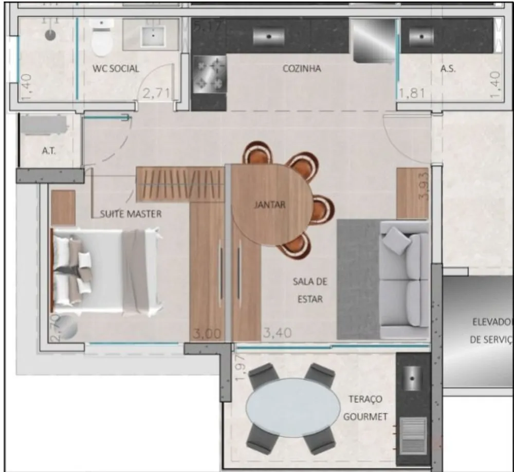 Kitnet-Studio, 52 m² - Foto 2