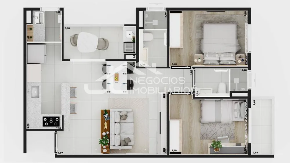 Apartamento, 2 quartos, 64 m² - Foto 3