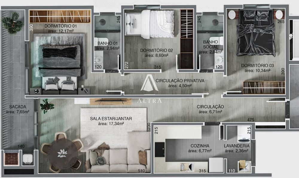 Apartamento, 3 quartos, 99 m² - Foto 1