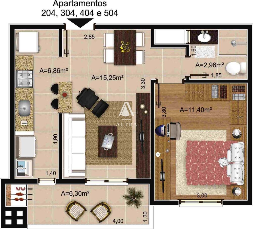 Apartamento, 1 quarto, 49 m² - Foto 3