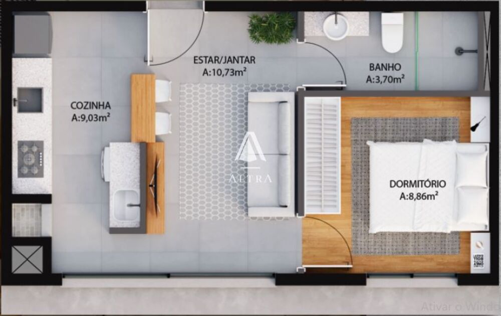 Apartamento à venda com 1 quarto, 37m² - Foto 2