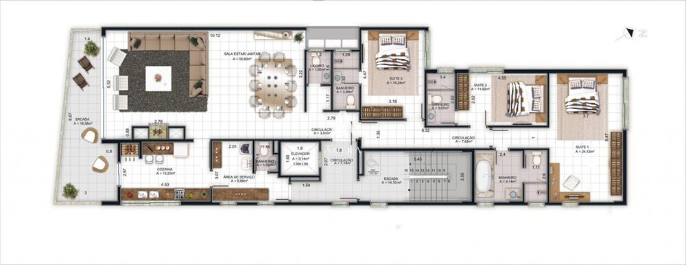 Apartamento, 3 quartos, 211 m² - Foto 2