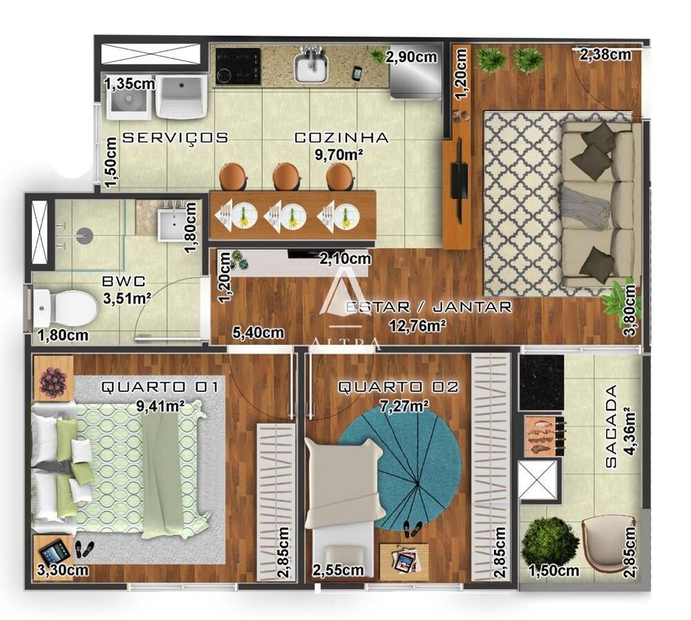 Apartamento, 2 quartos, 52 m² - Foto 2