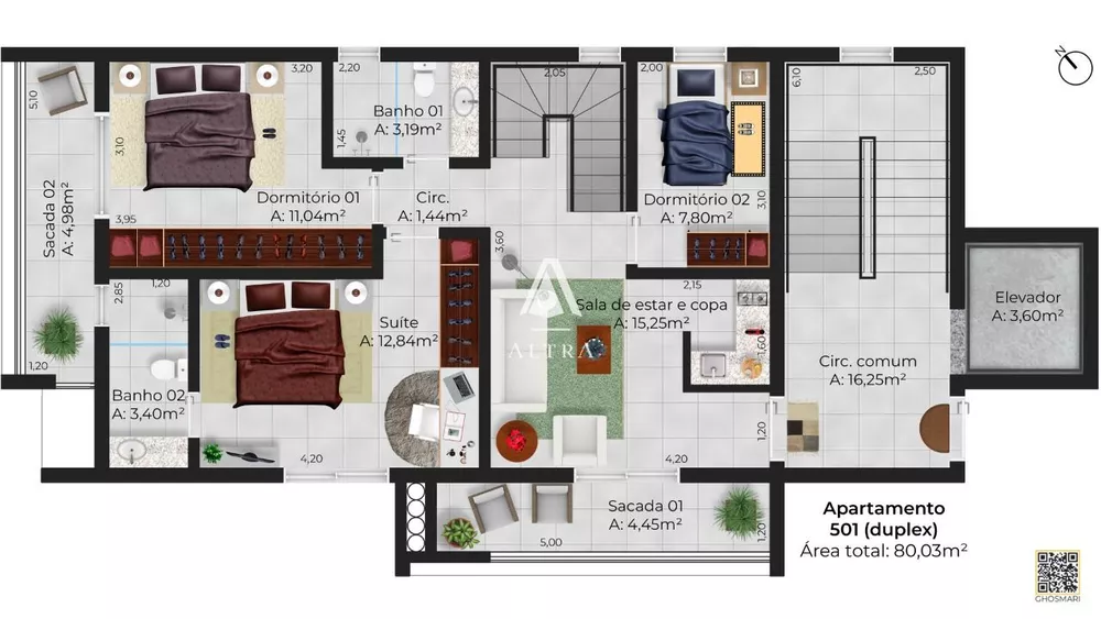 Apartamento à venda com 3 quartos, 136m² - Foto 3