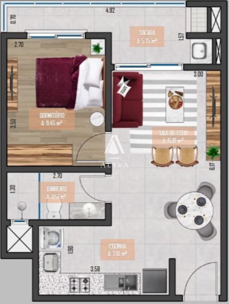 Apartamento, 1 quarto, 47 m² - Foto 2