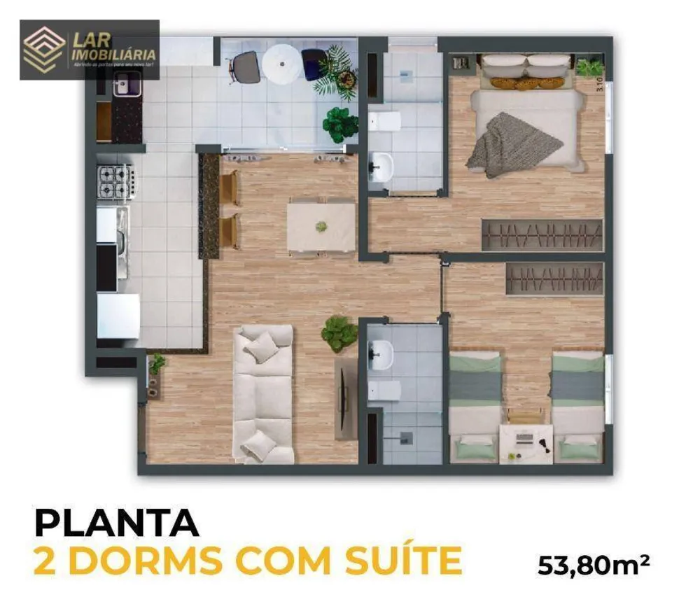 Apartamento, 2 quartos, 53 m² - Foto 2