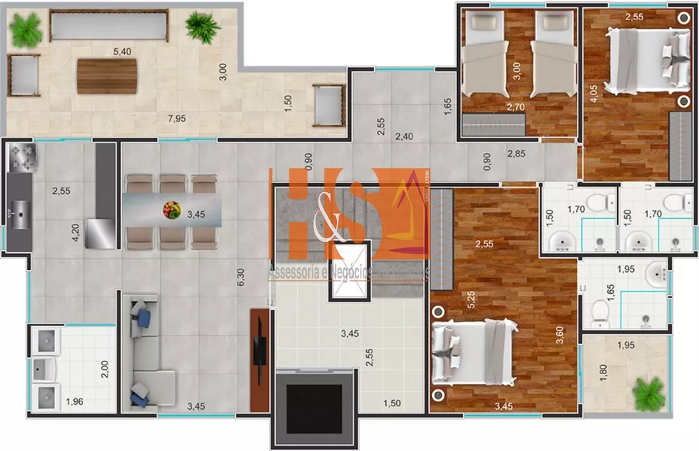 Apartamento à venda com 3 quartos, 122m² - Foto 7