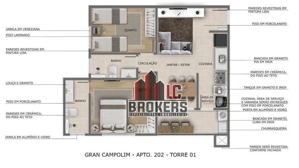 Apartamento, 2 quartos, 59 m² - Foto 1