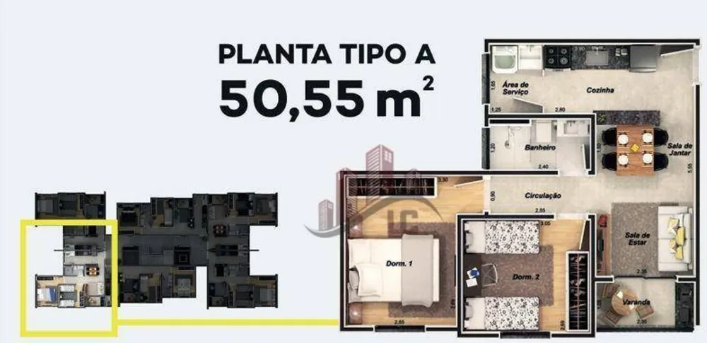 Apartamento, 2 quartos, 50 m² - Foto 1