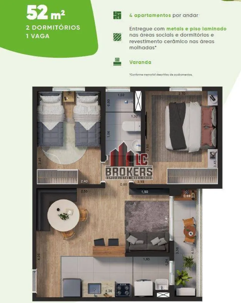 Apartamento, 2 quartos, 52 m² - Foto 16
