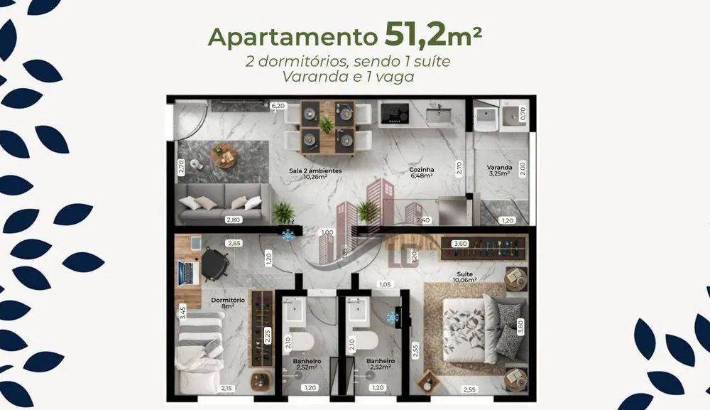 Apartamento, 2 quartos, 51 m² - Foto 3