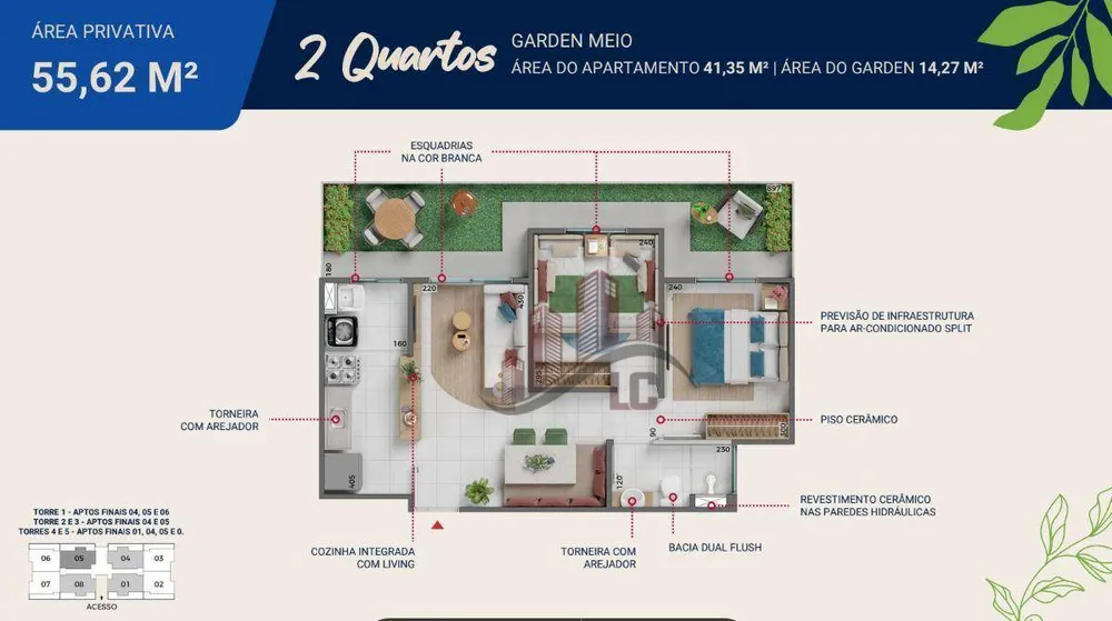 Apartamento, 2 quartos, 55 m² - Foto 1