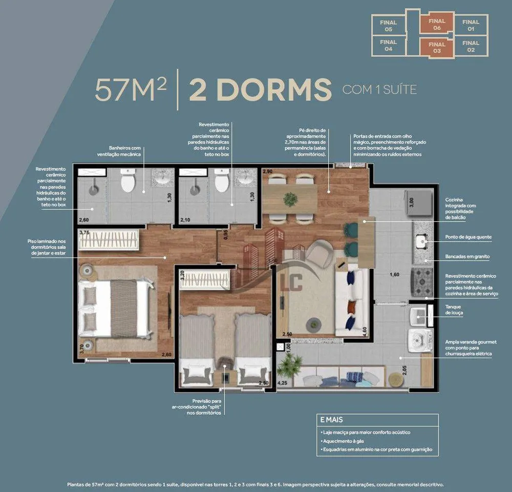 Apartamento, 2 quartos, 57 m² - Foto 2