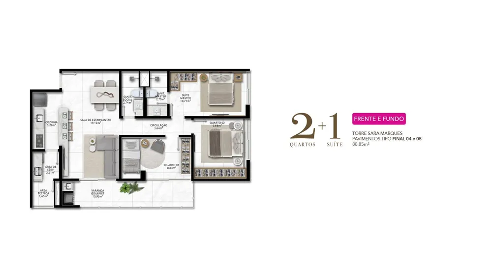 Apartamento, 2 quartos, 69 m² - Foto 7