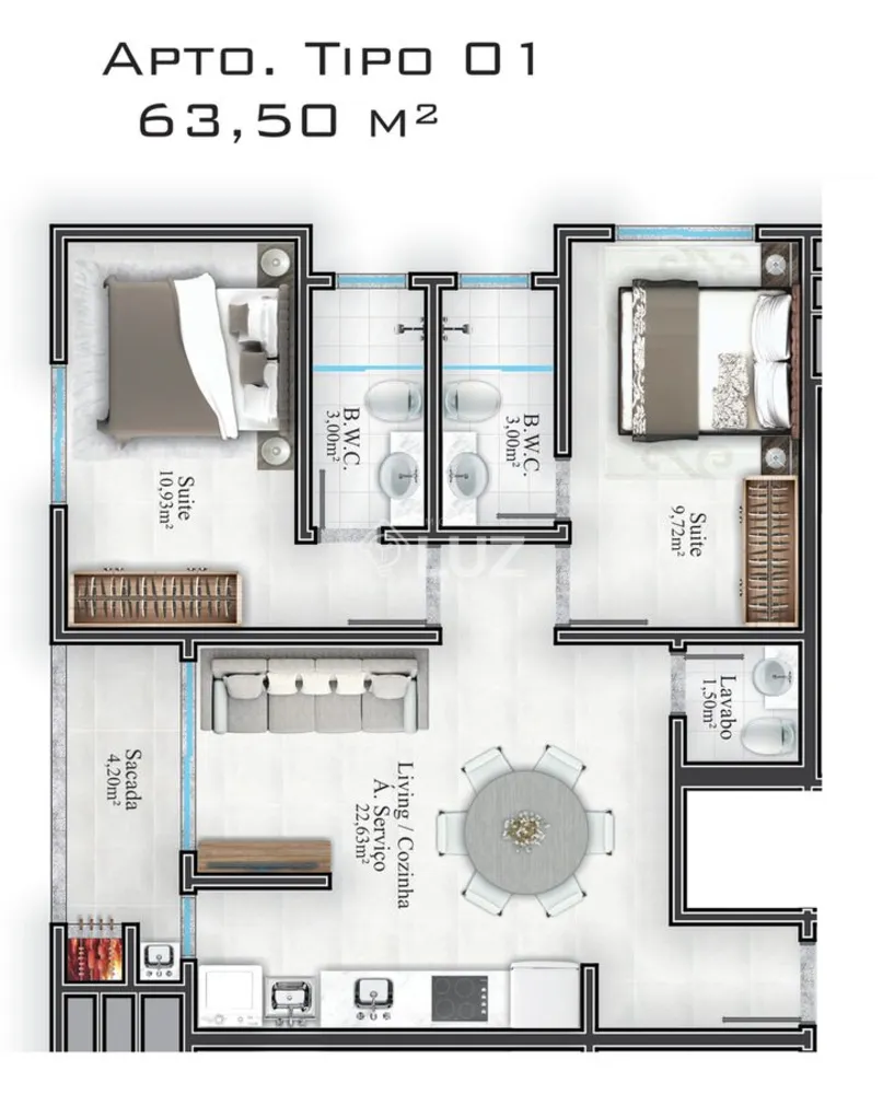 Apartamento, 2 quartos, 63 m² - Foto 9