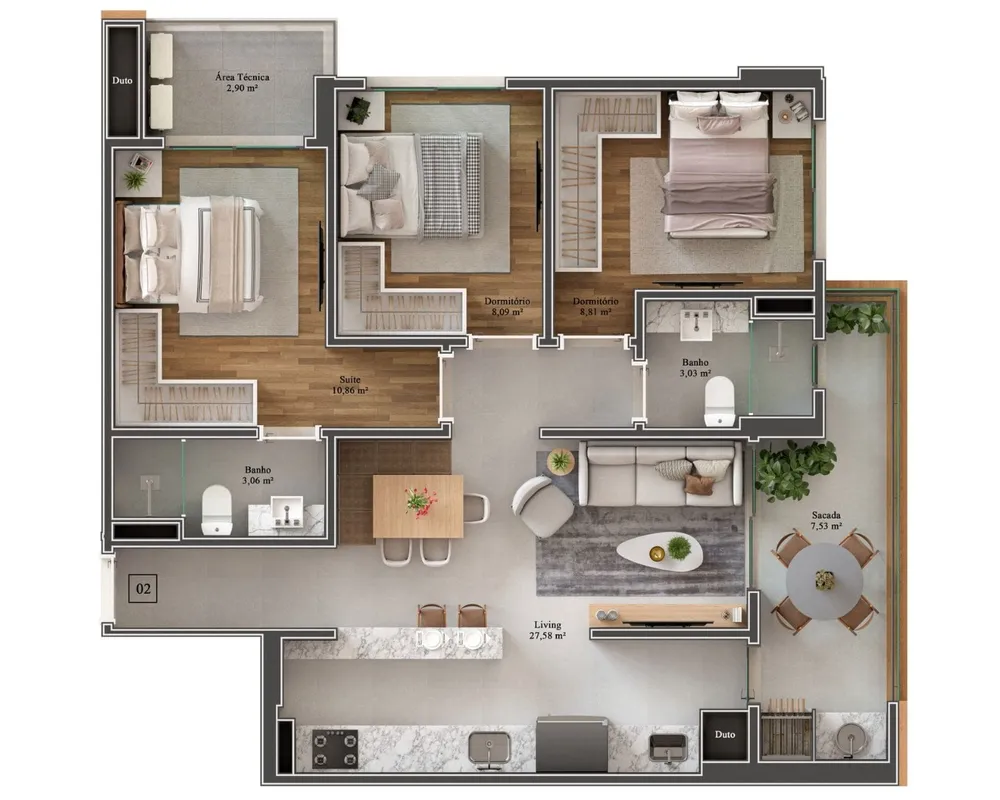 Apartamento, 3 quartos, 84 m² - Foto 2