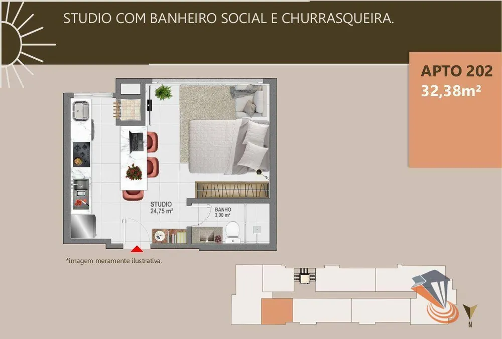 Kitnet-Studio, 32 m² - Foto 4