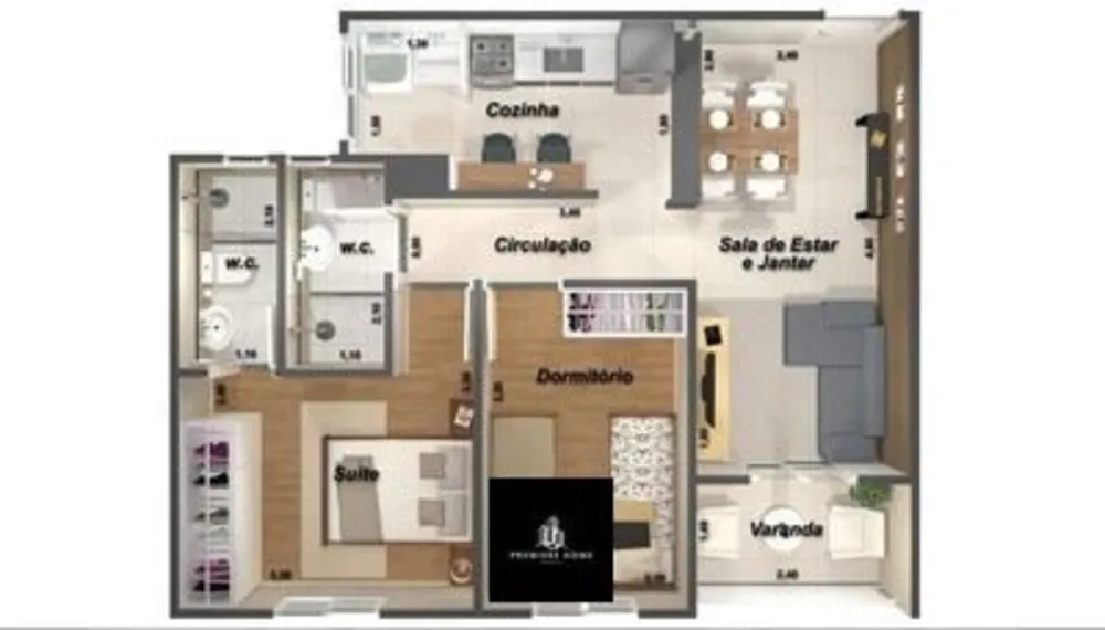 Apartamento, 2 quartos, 50 m² - Foto 1