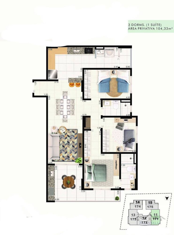 Apartamento, 3 quartos, 100 m² - Foto 3