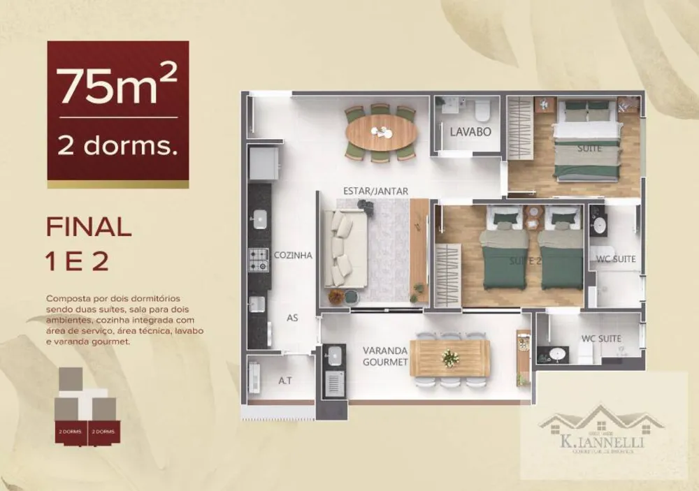 Apartamento, 2 quartos, 5175 m² - Foto 2
