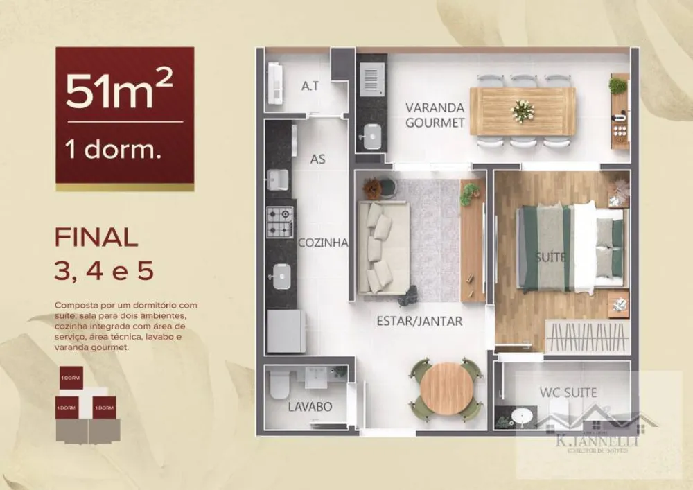 Apartamento, 2 quartos, 5175 m² - Foto 3