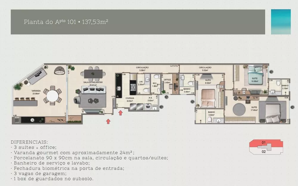 Apartamento à venda com 3 quartos, 137m² - Foto 16