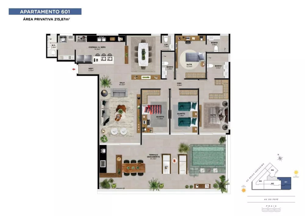 Apartamento, 3 quartos, 207 m² - Foto 1