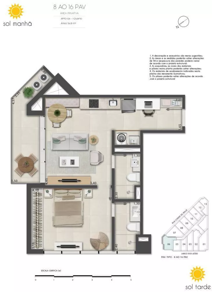 Flat/Apart Hotel, 1 quarto, 48 m² - Foto 38