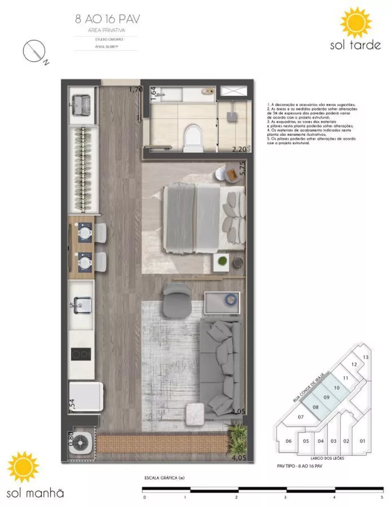 Flat/Apart Hotel, 1 quarto, 48 m² - Foto 40