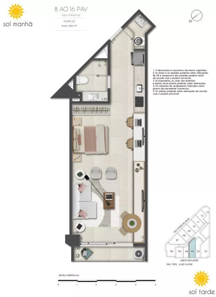 Flat/Apart Hotel, 1 quarto, 48 m² - Foto 35