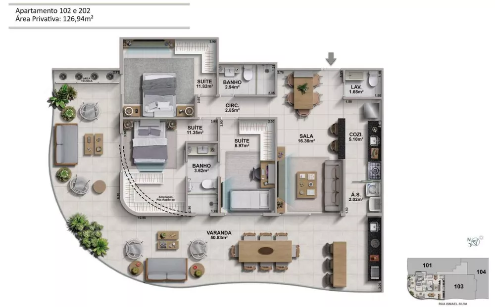 Apartamento, 3 quartos, 106 m² - Foto 1