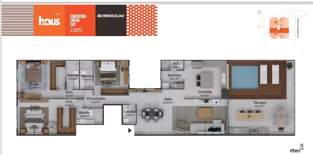 Cobertura, 3 quartos, 181 m² - Foto 8