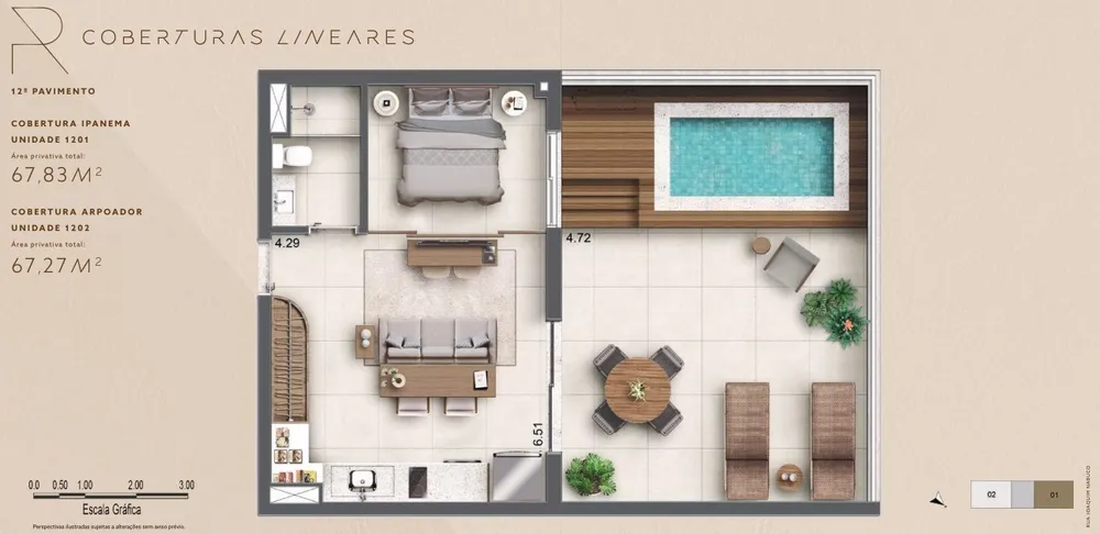 Cobertura, 1 quarto, 67 m² - Foto 21
