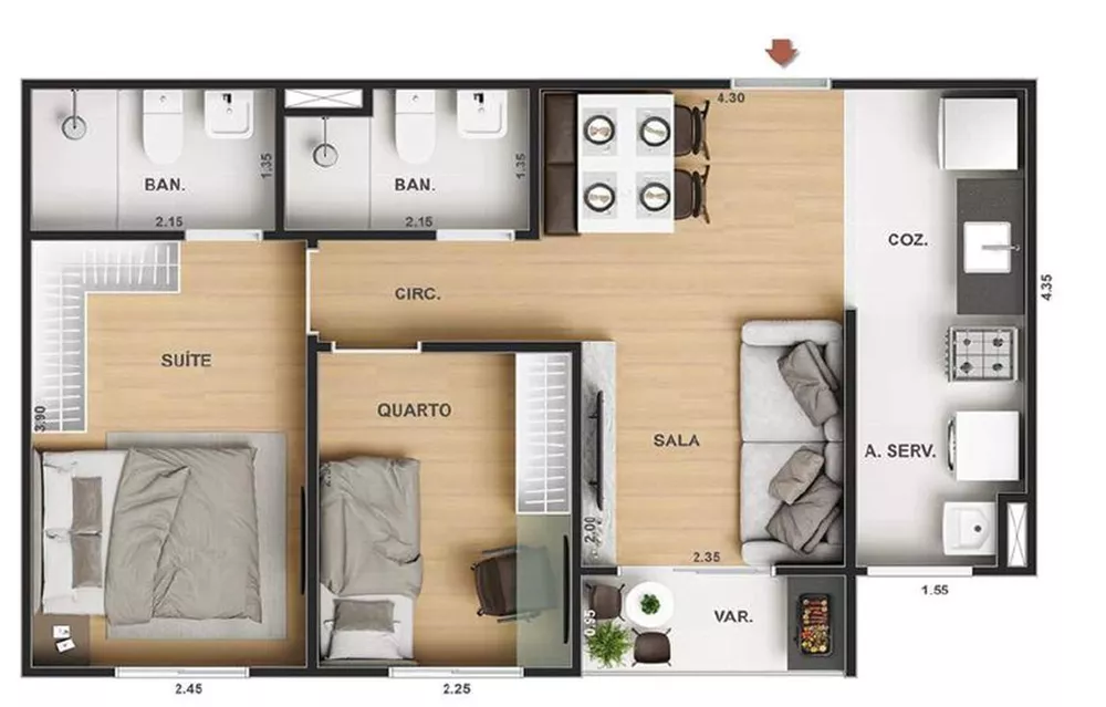 Apartamento, 2 quartos, 45 m² - Foto 14