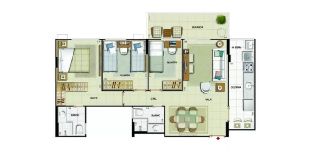 Apartamento, 3 quartos, 76 m² - Foto 1