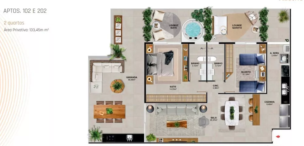 Apartamento à venda com 2 quartos, 133m² - Foto 5