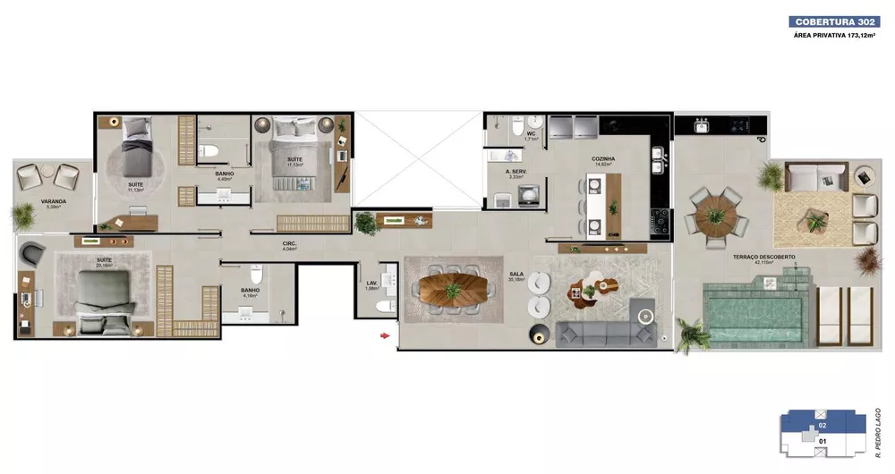Cobertura, 3 quartos, 173 m² - Foto 4
