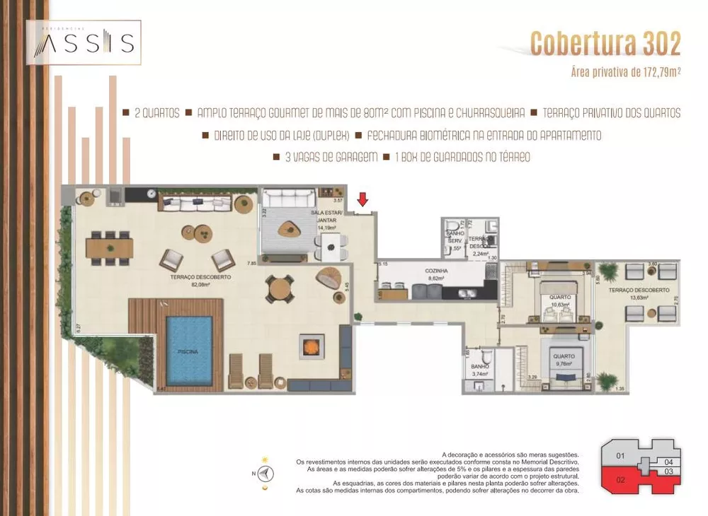 Cobertura, 2 quartos, 172 m² - Foto 3